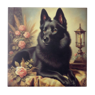 Schipperke Hondenschilderij Tegeltje