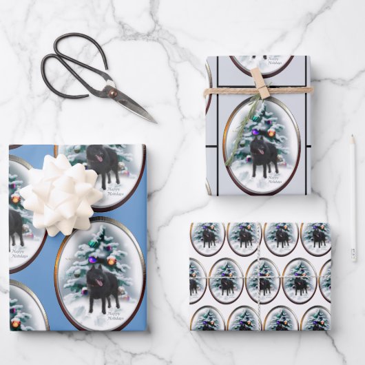 Schipperke Kerstmis Inpakpapier Vel (Voorkant)