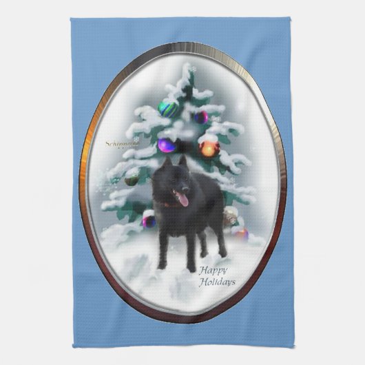 Schipperke Kerstmis Theedoek (Verticaal)