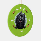 Schipperke Kerstmis Wreath Keramisch Ornament (Rechts)
