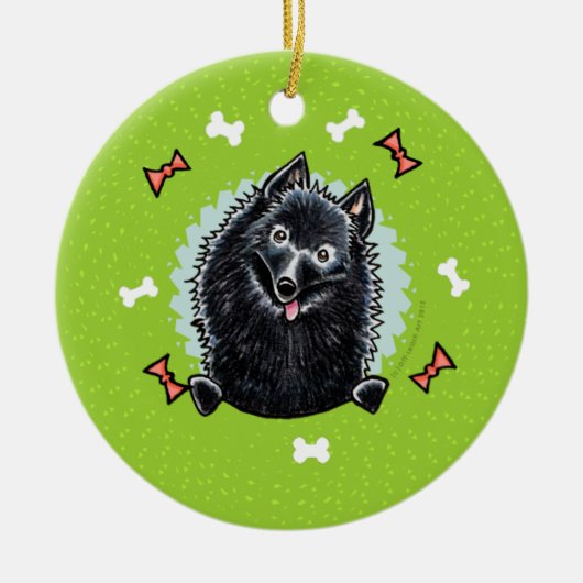 Schipperke Kerstmis Wreath Keramisch Ornament (Voorkant)
