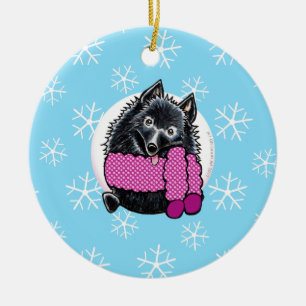 Schipperke Laat het sneeuwen Keramisch Ornament