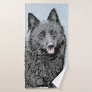 Schipperke Painting - Cute Original Dog Art Bad Handdoek