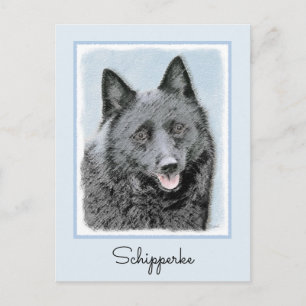 Schipperke Painting - Cute Original Dog Art Briefkaart