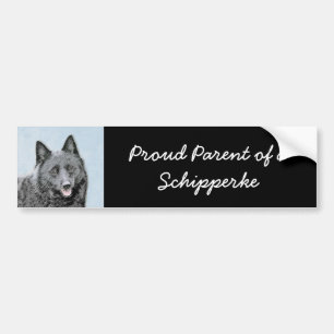 Schipperke Painting - Cute Original Dog Art Bumpersticker