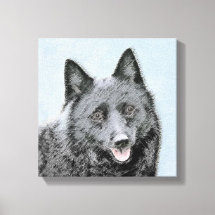 Schipperke Painting - Cute Original Dog Art Canvas Afdruk