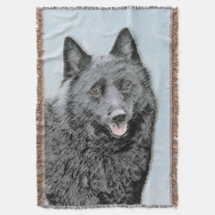 Schipperke Painting - Cute Original Dog Art Deken