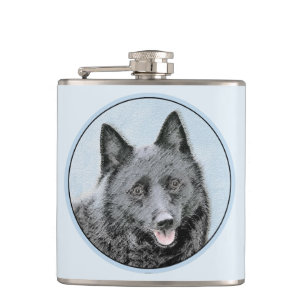 Schipperke Painting - Cute Original Dog Art Heupfles