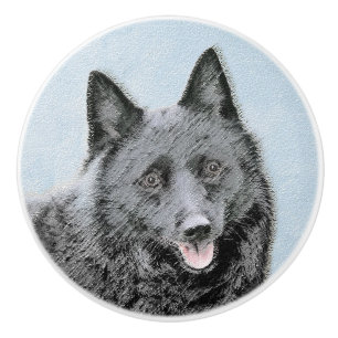 Schipperke Painting - Cute Original Dog Art Keramische Knop