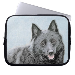 Schipperke Painting - Cute Original Dog Art Laptop Sleeve