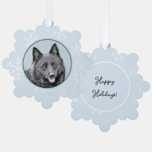Schipperke Painting - Cute Original Dog Art Ornament Kaart