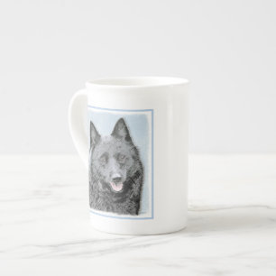Schipperke Painting - Cute Original Dog Art Porselein Kop