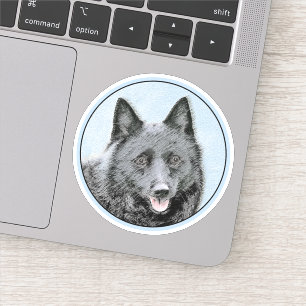 Schipperke Painting - Cute Original Dog Art Sticker