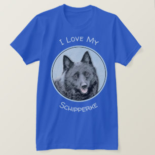 Schipperke Painting - Cute Original Dog Art T-shirt