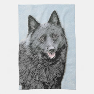 Schipperke Painting - Cute Original Dog Art Theedoek