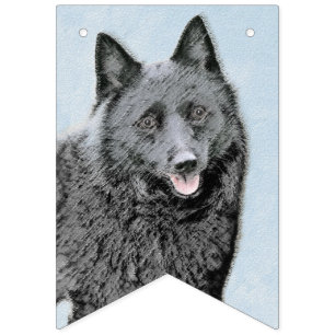 Schipperke Painting - Cute Original Dog Art Vlaggetjes