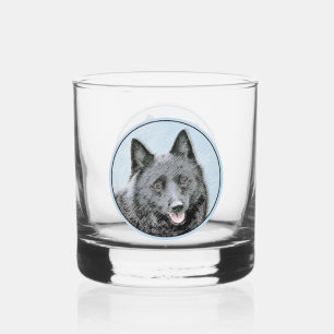 Schipperke Painting - Cute Original Dog Art Whisky Glas
