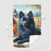 Schipperke Puppy Schilderij Golfhanddoek (Insitu)