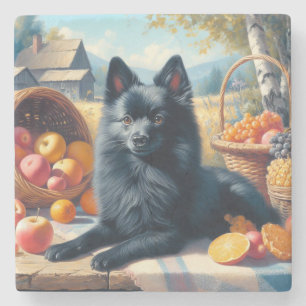 Schipperke Puppy Schilderij Stenen Onderzetter