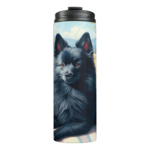 Schipperke Puppy Schilderij Thermosbeker