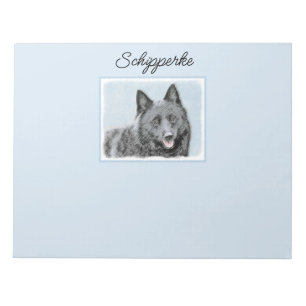 Schipperke-schildering - Kute Original Dog Art-lap Notitieblok