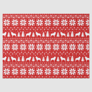Schipperke Silhouetten Kerstpatroon Rood Tissuepapier