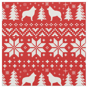 Schipperke Silhouettes Kerstvakantie Patroon Stof