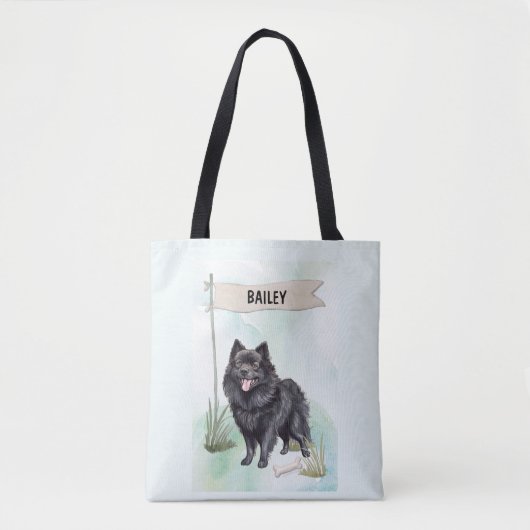 Schipperke Watercolor Personalized Dog Draagtas (Voorkant)