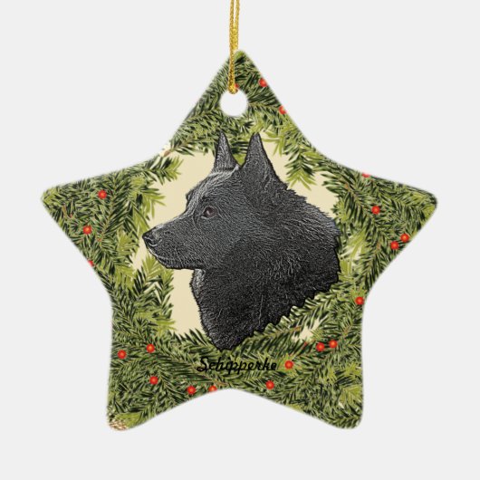 Schipperke Wreath Keramisch Ornament (Voorkant)
