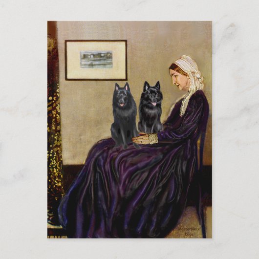 Schipperkes (twee) - Whiskeraars Moeder Briefkaart (Voorkant)