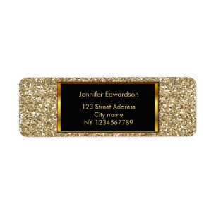 Schitter goud die elegant terugkeeradres bling etiket