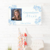 Schitterend Afstuderen Blauw Glitter Vines Stars B Spandoek (Insitu)