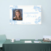 Schitterend Afstuderen Blauw Glitter Vines Stars B Spandoek (Beurs)