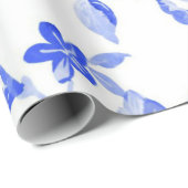 Schitterend blauw bloempatroon cadeaupapier (Rol Hoek)