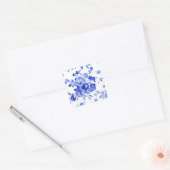 Schitterend blauw bloempatroon vierkante sticker (Envelop)