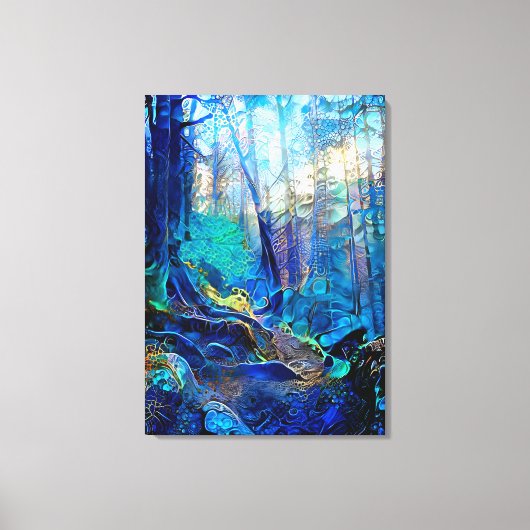 Schitterend blauw bos Stretched Canvas Afdruk (Voorkant)