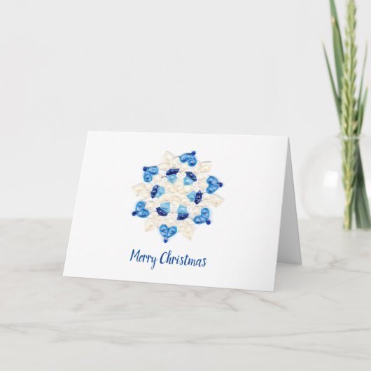 Schitterend blauw en wit Snowflake design Feestdagen Kaart (Voorkant)