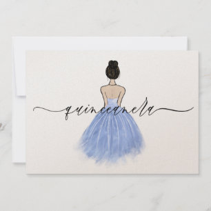 Schitterend blauw geitedansschrift Quinceanera Par Kaart