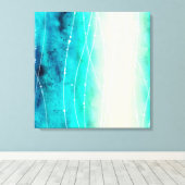 Schitterend blauw, groen geschilderd zee canvas af (Insitu (Houten vloer))