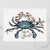 Schitterend blauw kunstontwerp folie feestdagen briefkaart (Voorkant)