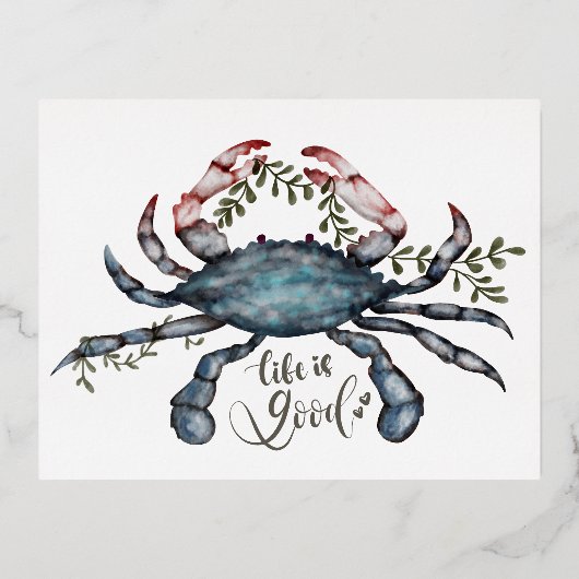 Schitterend blauw kunstontwerp folie feestdagen briefkaart (Voorkant)