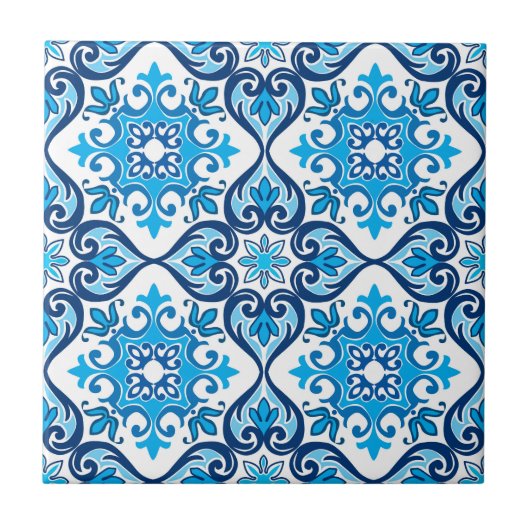 💙 schitterend blauw - witte Azulejos X, keramisch Tegeltje (Voorkant)