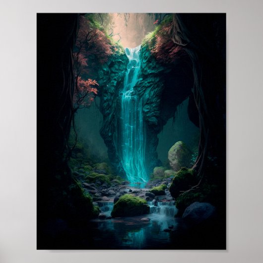 Schitterend boswaterval, magisch bos poster (Voorkant)