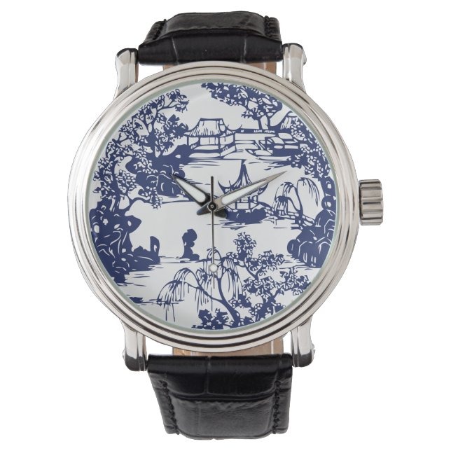 Schitterend Chinees Pagoda Landschap Horloge (Voorkant)
