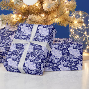 Schitterend donkerblauw en witkonijn-Dedham Delft Cadeaupapier