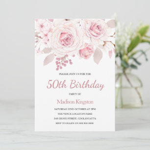 Schitterend Elegant Blush Rozen Womans 50th Kaart