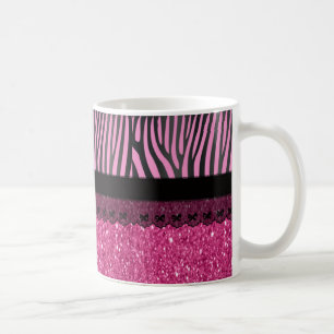 Schitterend elegant girale zebra glitter effect koffiemok