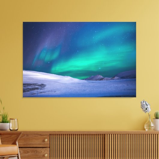 Schitterend gebied van Aurora Borealis Canvas Afdruk (Insitu (Woonkamer))