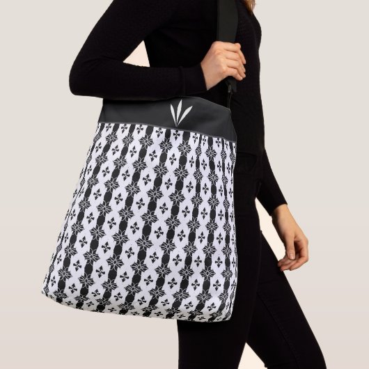 Schitterend geometrisch patroon in zwart-wit crossbody tas (Dichtbij)