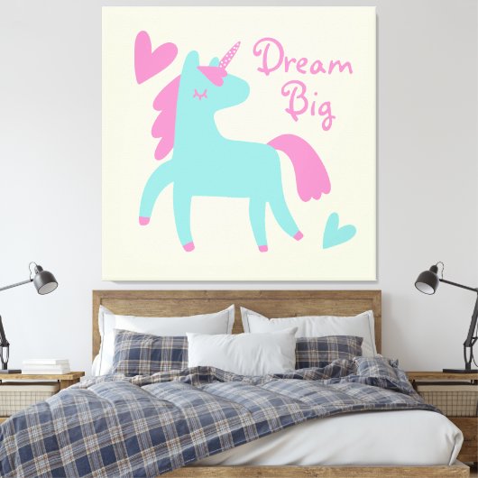 Schitterend groen Unicorn Girls Room Canvas Afdruk (Insitu (Slaapkamer))